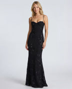 Embellished lace maxi slip dress - black front
