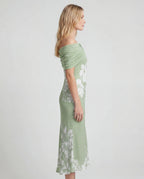 All-over lace mini dress - green side
