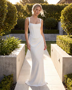 White square-neck bodycon maxi dress - lifestyle