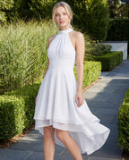Chiffon halter midi dress - white lifestyle