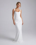 White square-neck bodycon maxi dress - front