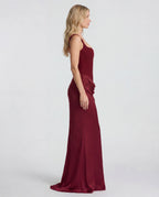 Marron square-neck bodycon maxi dress - side