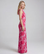 Floral bodycon maxi dress - pink side