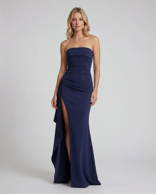 Navy all-over lace sweetheart wedding guest maxi slip dress
