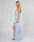 Chiffon sweetheart maxi slip dress - light blue side