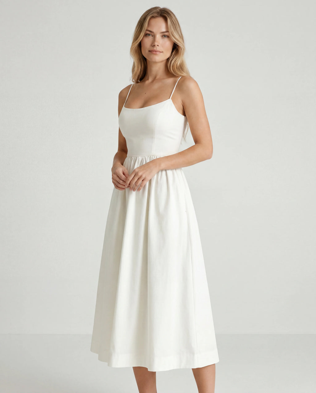 Chiffon sweetheart fit-and-flare maxi dress - white front