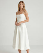 Chiffon sweetheart fit-and-flare maxi dress - white front