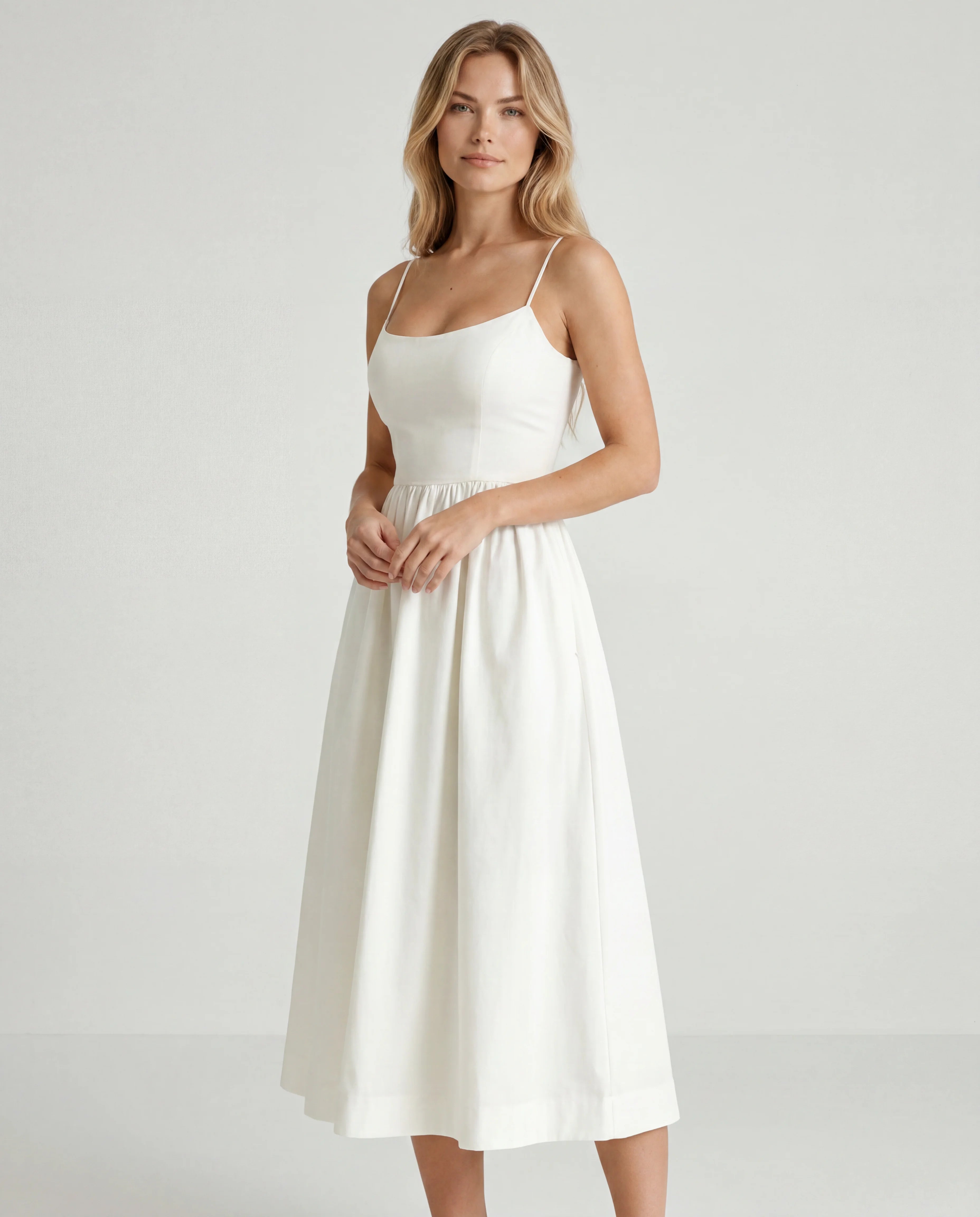 Chiffon sweetheart fit-and-flare maxi dress - white front