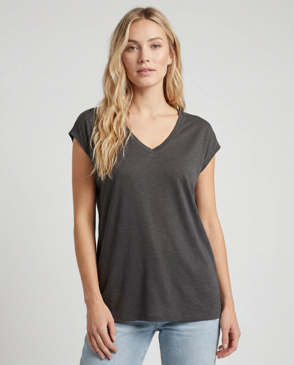 Cotton jersey top - black front