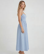 Chiffon sweetheart fit-and-flare maxi dress - blue side