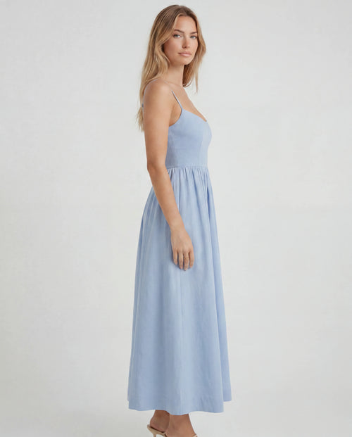 Chiffon sweetheart fit-and-flare maxi dress - blue side