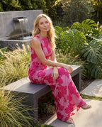 Floral bodycon maxi dress - pink lifestyle