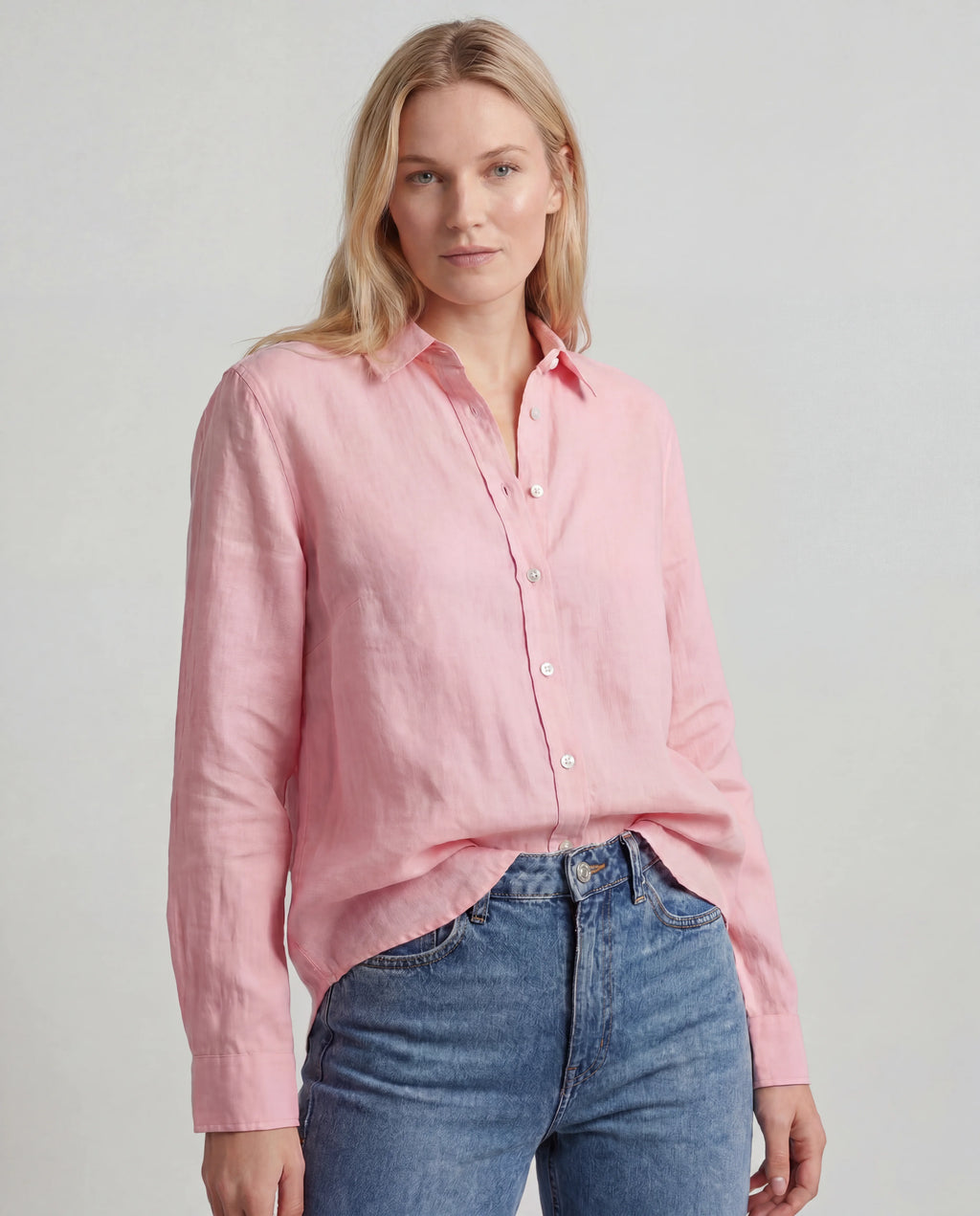 Linen blouse - pink front