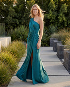 Square-neck ruched bodycon maxi dress - blue green lifestyle