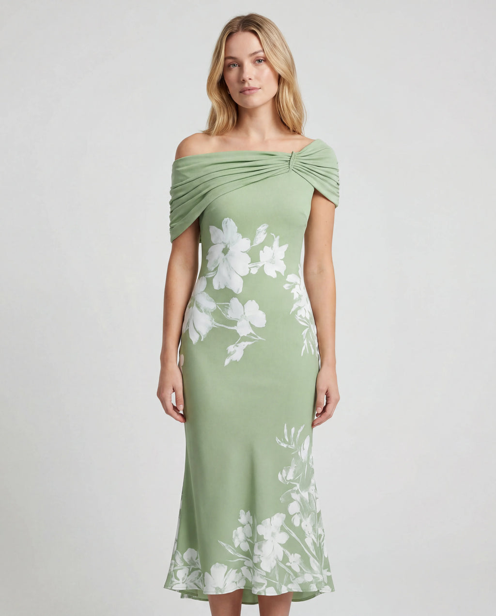 All-over lace mini dress - green front
