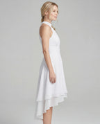 Chiffon halter midi dress - white side