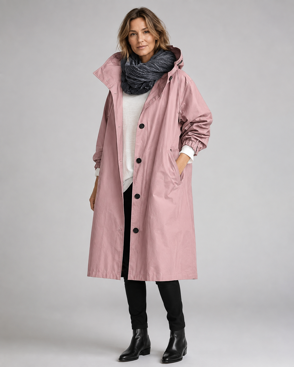 Women's Oversized Hooded Longline Raincoat