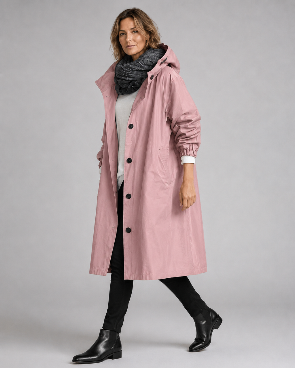 Women's Oversized Hooded Longline Raincoat