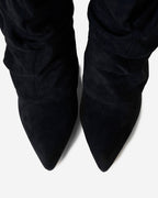 Women's Suede Look Knee High Boots with Fold Over Shaft