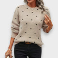 Women's Polka Dot Knit Jumper with Crew Neck