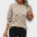 Women's Polka Dot Knit Jumper with Crew Neck