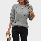 Women's Polka Dot Knit Jumper with Crew Neck