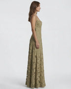 Spaghetti Strap Floral Textured A Line Maxi Dress