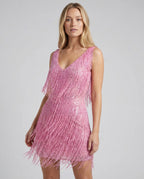 V Neck Sleeveless Sequin Fringe Mini Dress
