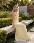 Spaghetti Strap Sweetheart Corset Bodice Ruffle Side Split Maxi Dress