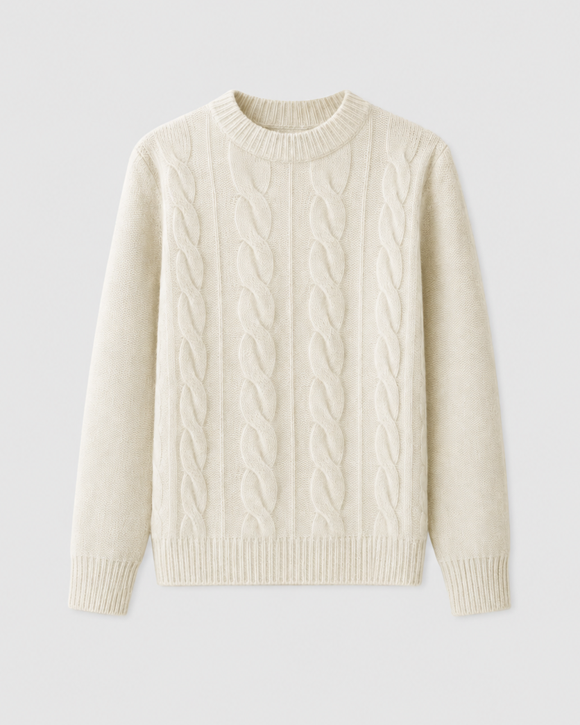 Women's Cable Textured Knit Jumper with Crew Neck