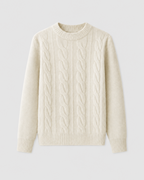 Women's Cable Textured Knit Jumper with Crew Neck