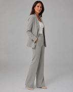 Women's Tailored Two Piece Blazer and High Waisted Trousers Suit Set