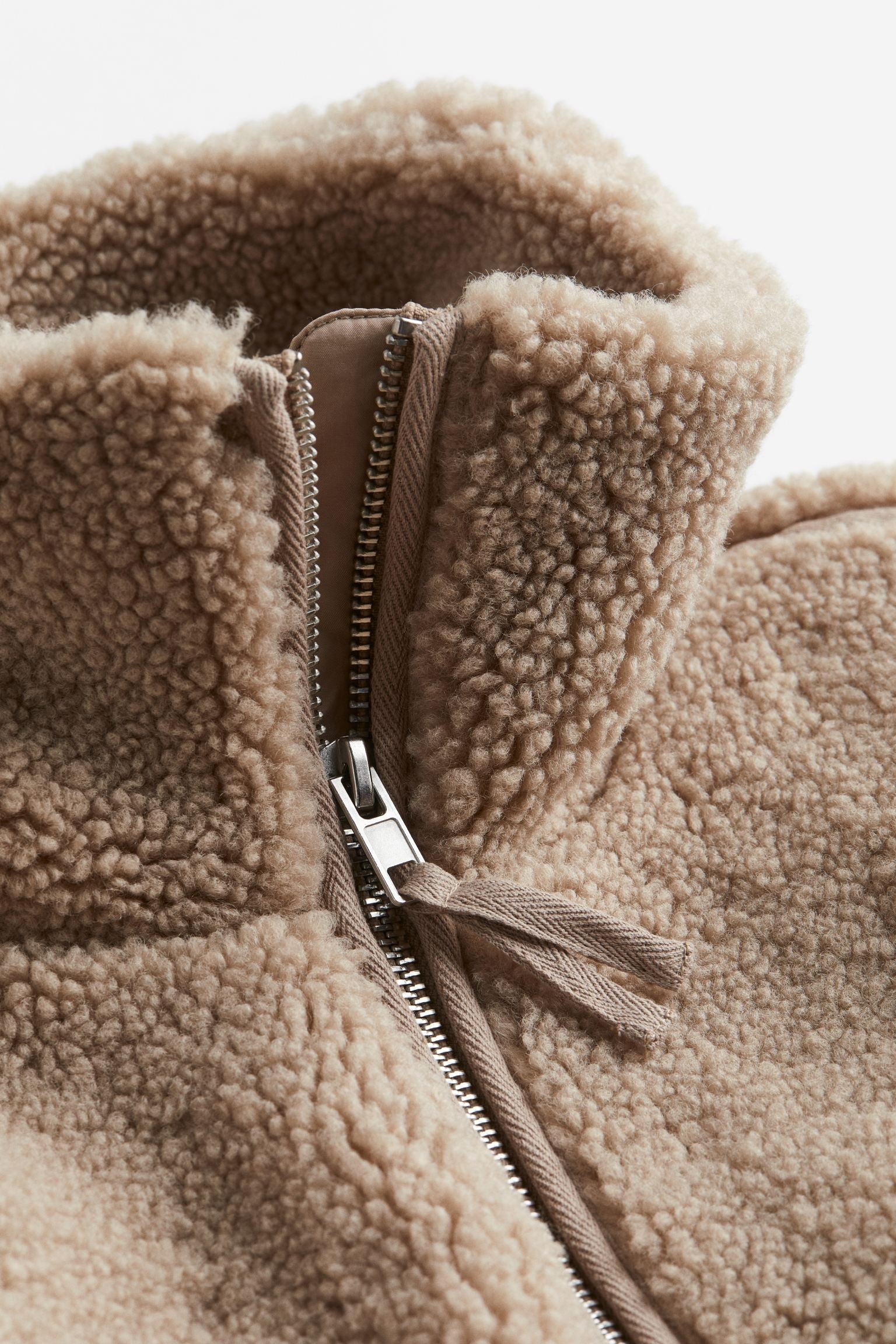 Women's Oversized Teddy Fleece Jacket with Stand Collar and Zip Front