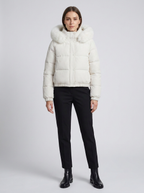 Women's Cropped Padded Puffer Jacket with Faux Fur Hood