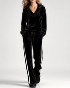 Women's Hooded Co-ord Set in Black – front