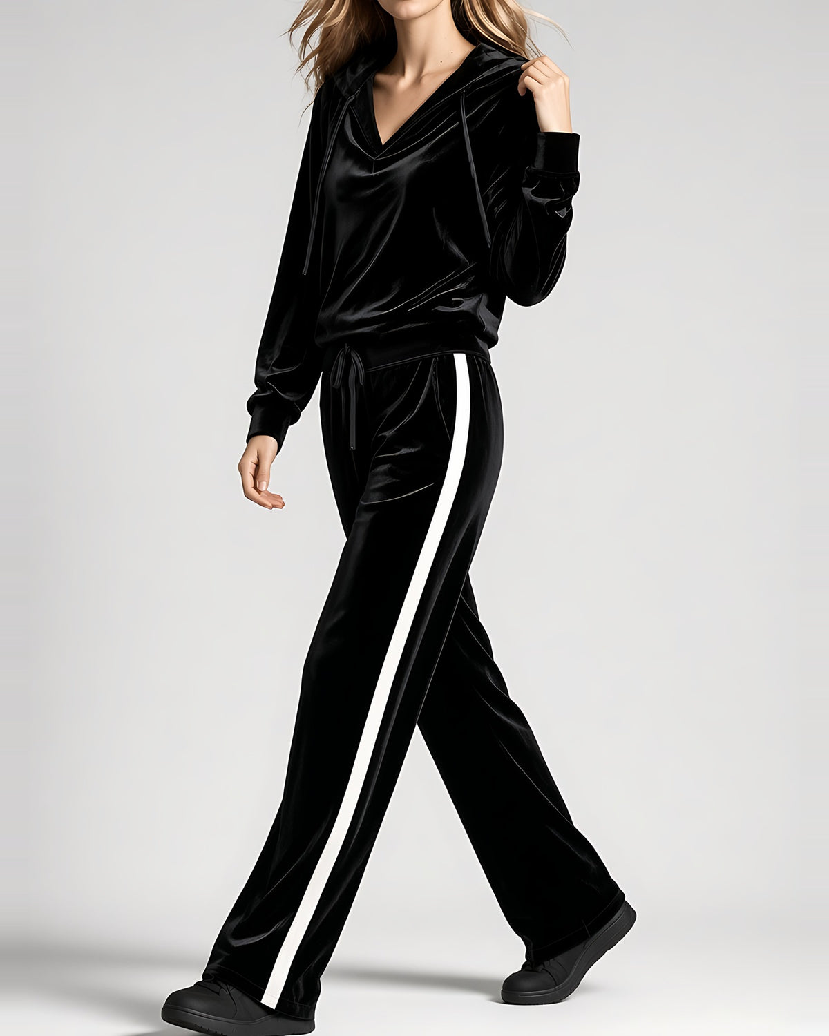 Women's Hooded Co-ord Set in Black – side