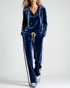 Women's Hooded Co-ord Set in Navy Blue – front