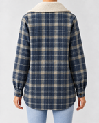 Women's Sherpa Lined Plaid Jacket with Hood and Snap Front
