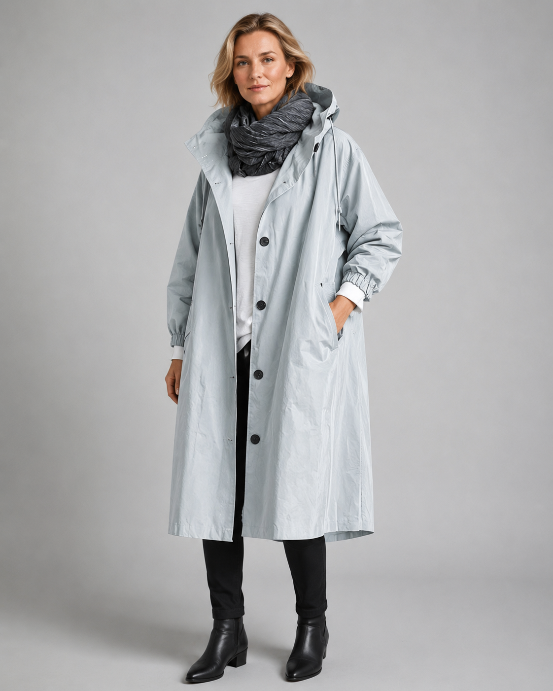 Women's Oversized Hooded Longline Raincoat