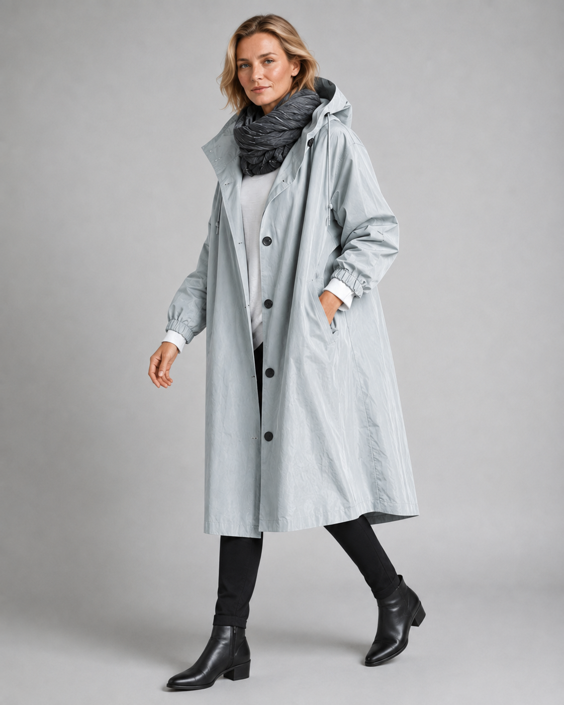 Women's Oversized Hooded Longline Raincoat