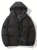 Women's Hooded Padded Puffer Jacket with Zip Front and Drawcord Hem
