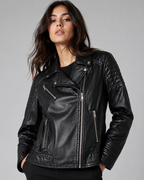 Women's Asymmetric Zip Up Faux Leather Biker Jacket