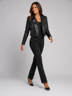 Women's Asymmetric Zip Up Faux Leather Biker Jacket