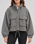 Women's cropped houndstooth jacket – Black – 01_front