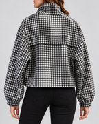 Women's cropped houndstooth jacket – Black – 03_back