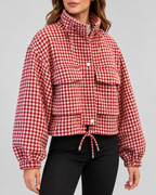Women's cropped houndstooth jacket – Pink – 02_three-quarter