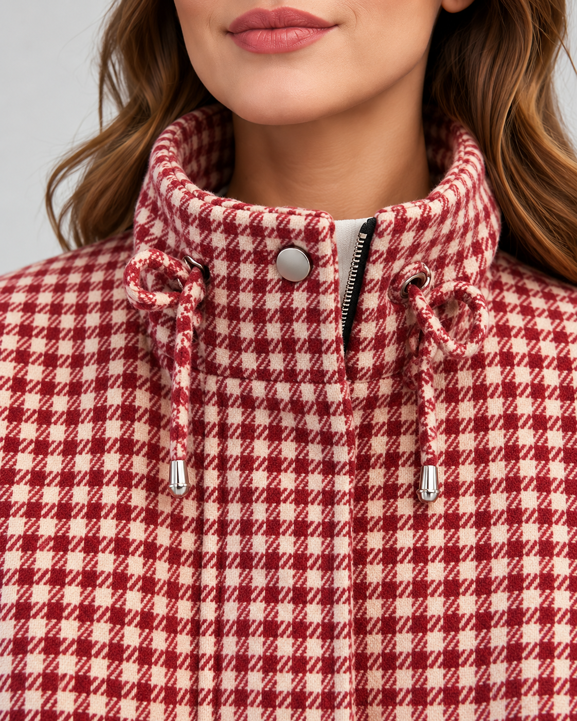 Women's cropped houndstooth jacket – Pink – 04_detail