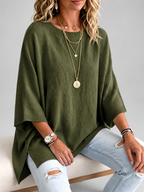 Women's oversized knitted jumper in Army Green – studio view 3