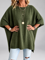 Women's oversized knitted jumper in Army Green – studio view 5