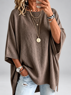 Women's oversized knitted jumper in coffee – studio view 1